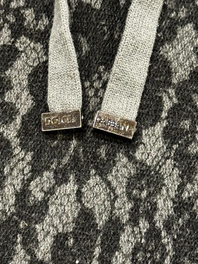 Dolce & Gabbana 2010s Dolce & Gabbana Grey Lace Pattern Wool Hoodie Size US M / EU 48-50 / 2 - 10 Thumbnail