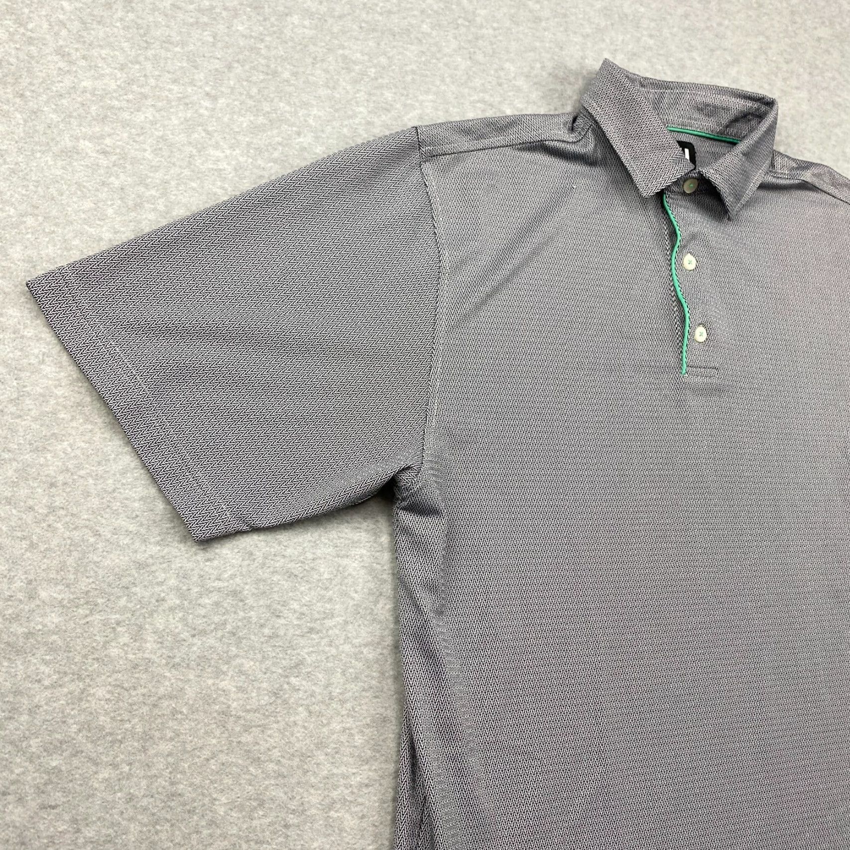 Vintage FJ Foot Joy Polo Shirt Mens Large Black Chevron All Over Print Performance Golf Shirt Size US L / EU 52-54 / 3 - 3 Thumbnail