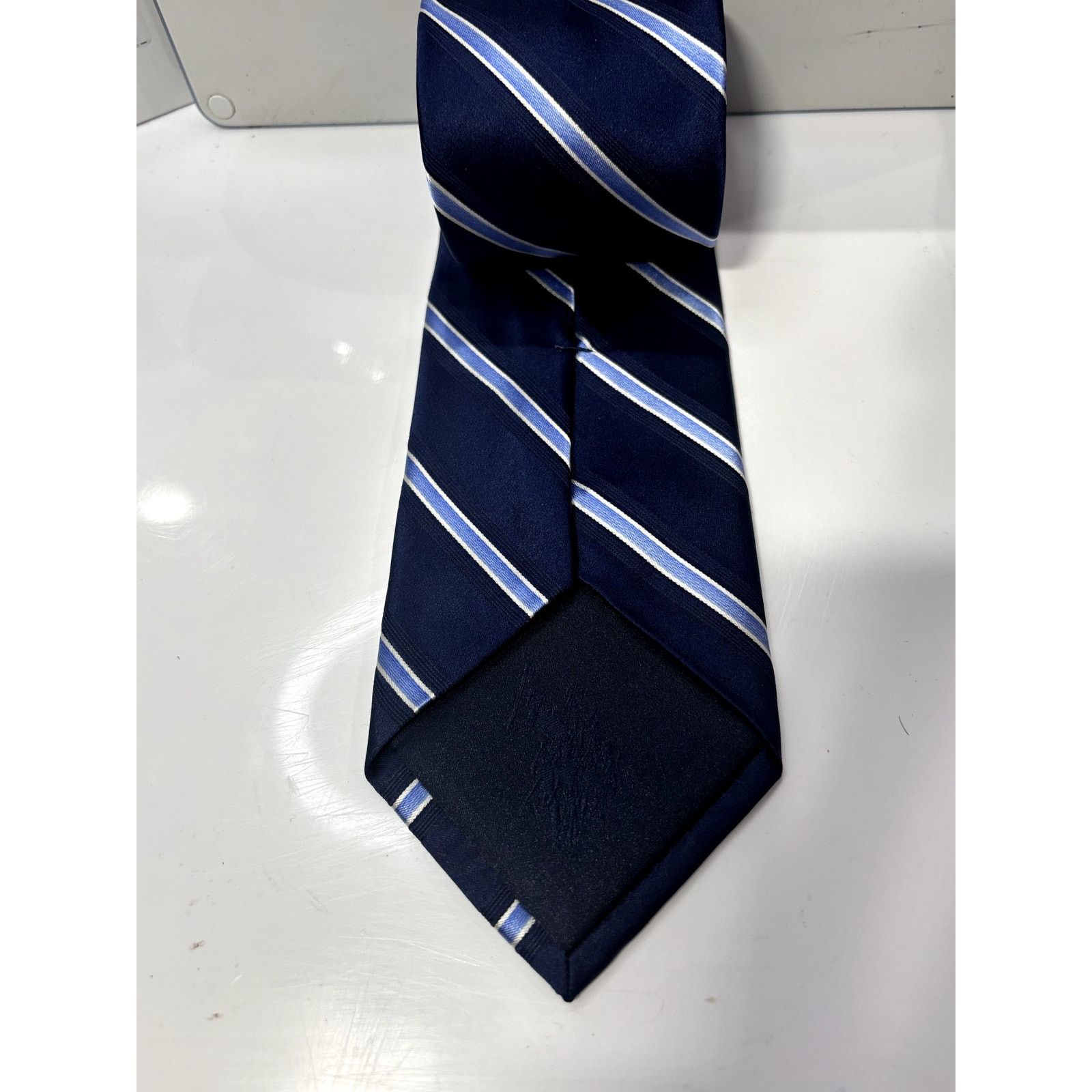U.S. Polo Assn. U.S. POLO ASSN. Silk Navy White Light Blue Strip Neck Tie Size ONE SIZE - 4 Thumbnail
