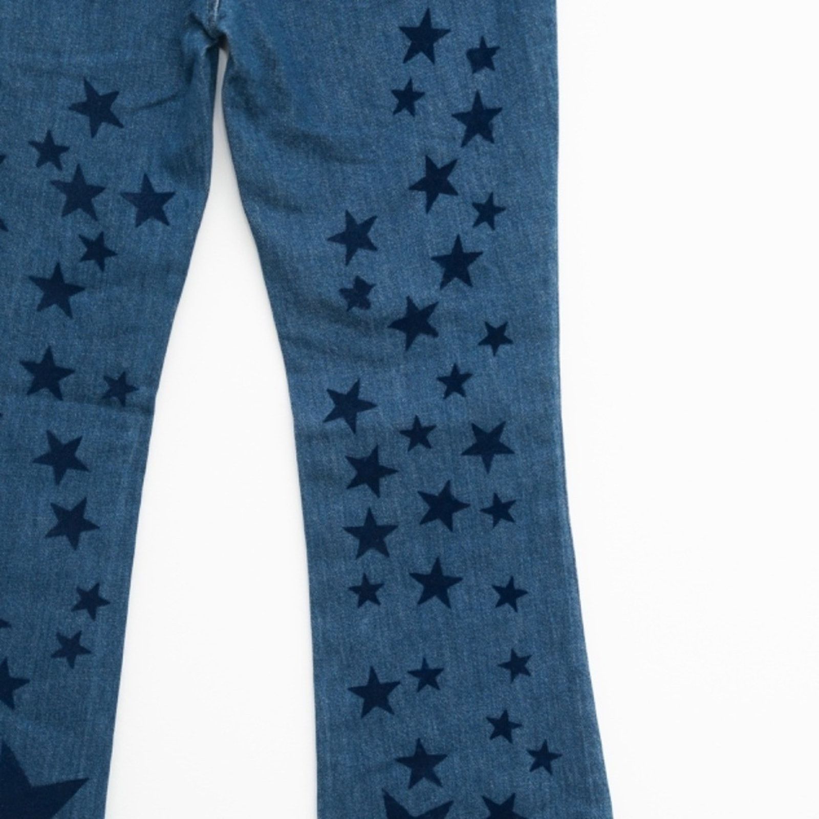 Stella McCartney Stella McCartney. Blue Star Print Denim Flared Jeans. Size 25" / US 0 / IT 36 - 5 Thumbnail
