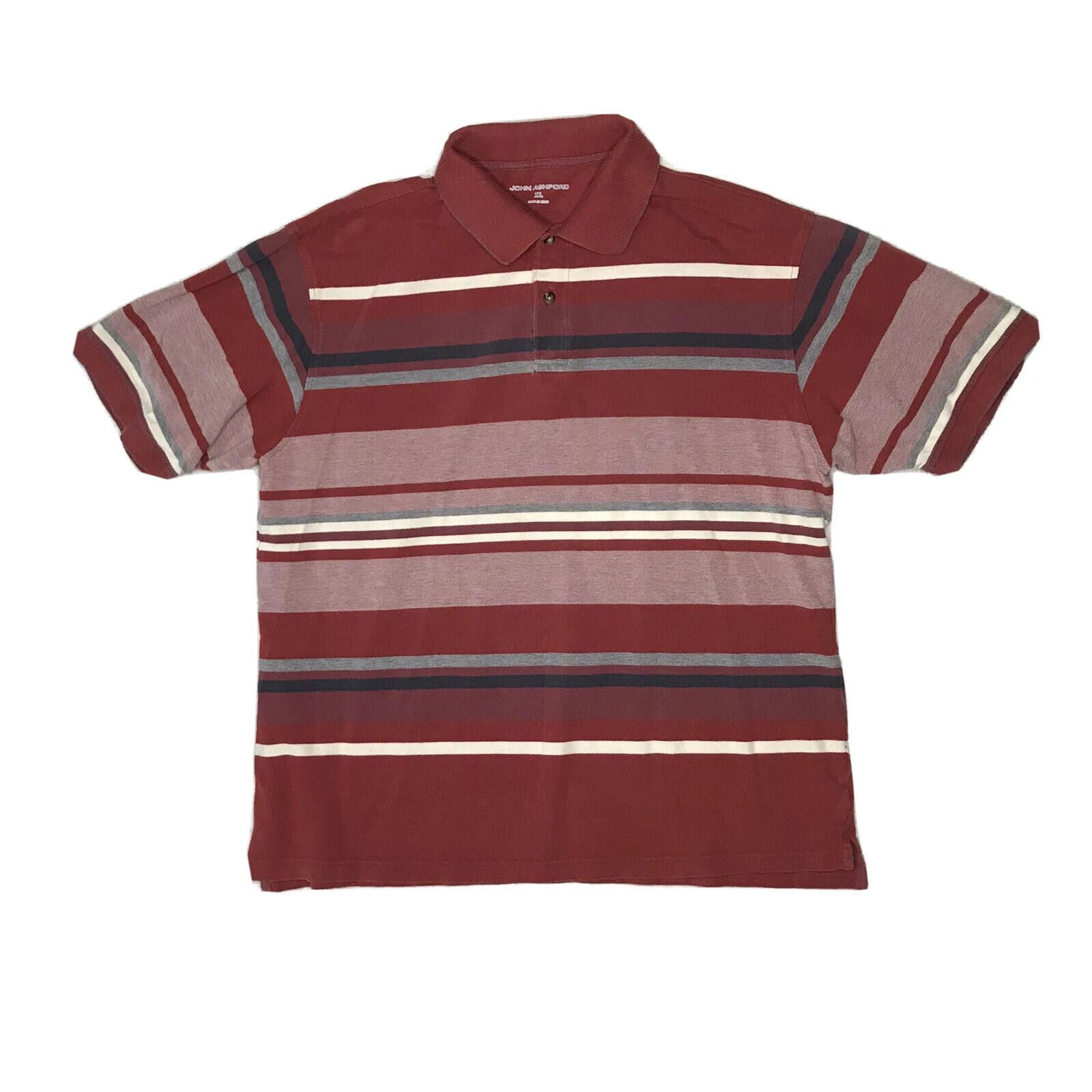 John Ashford John Ashford Polo Shirt Men's Size XL Red Striped Tagless Size US XL / EU 56 / 4 - 1 Thumbnail
