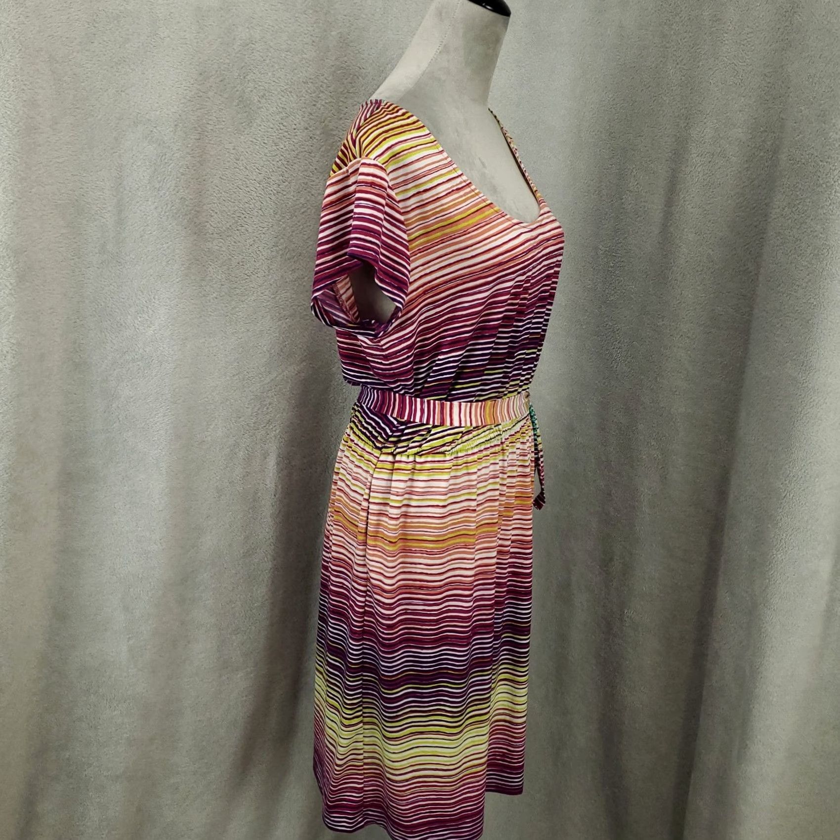 Rainbow Womens Dress Striped Belted Midi Stretchy Pockets Multicolored Rainbow Size 12 Fynn And Rose Shirt? Size XL / US 12-14 / IT 48-50 - 7 Thumbnail