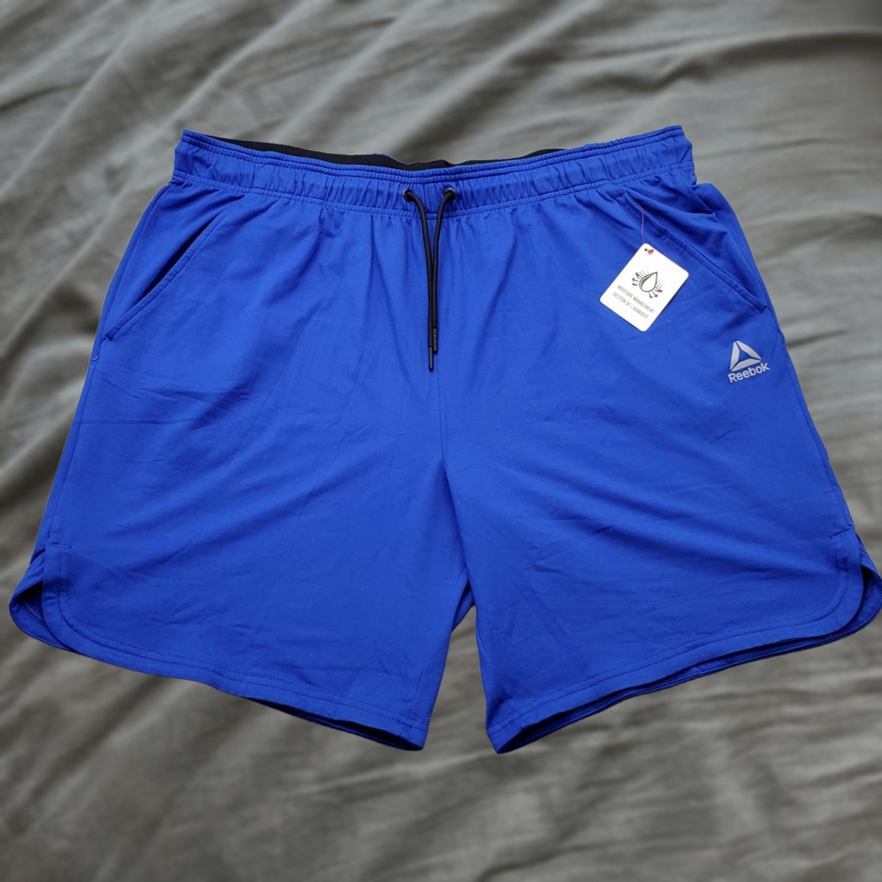 Reebok Reebok Activewear Shorts Mens 2XL Blue Slim Moisture Management Drawstring Waist Size US 39 - 1 Thumbnail