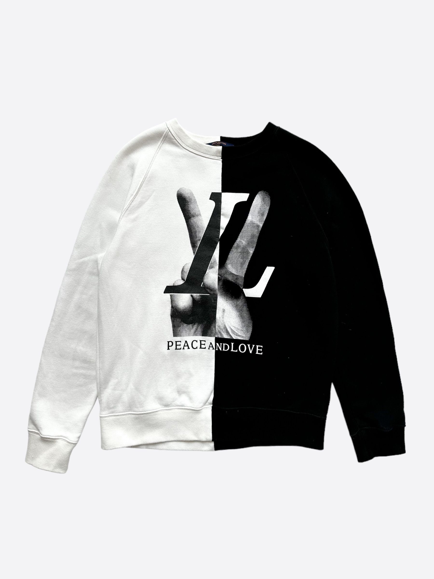 Louis Vuitton Louis Vuitton Black & White Peace Split Sweater Size US L / EU 52-54 / 3 - 1 Thumbnail