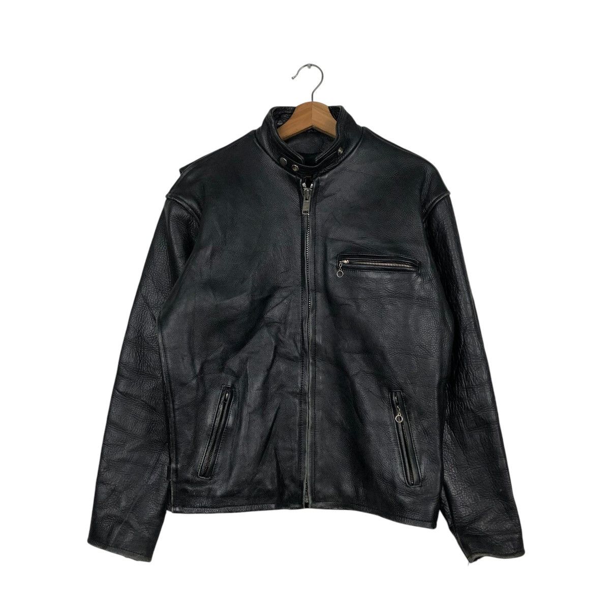 Vintage 🔥VINTAGE LEATHER JACKET CAFE RACER SV.STONE COWHIDE LEATHER Size US M / EU 48-50 / 2 - 3 Thumbnail