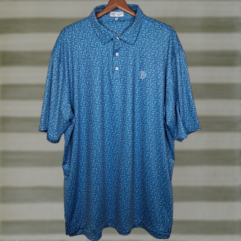 Peter Millar VINTAGE Peter Millar Summer Comfort Polo Shirt Men XXL Blue Martini Liquor Coctails Golf Shirt Size US XXL / EU 58 / 5 - 1 Thumbnail