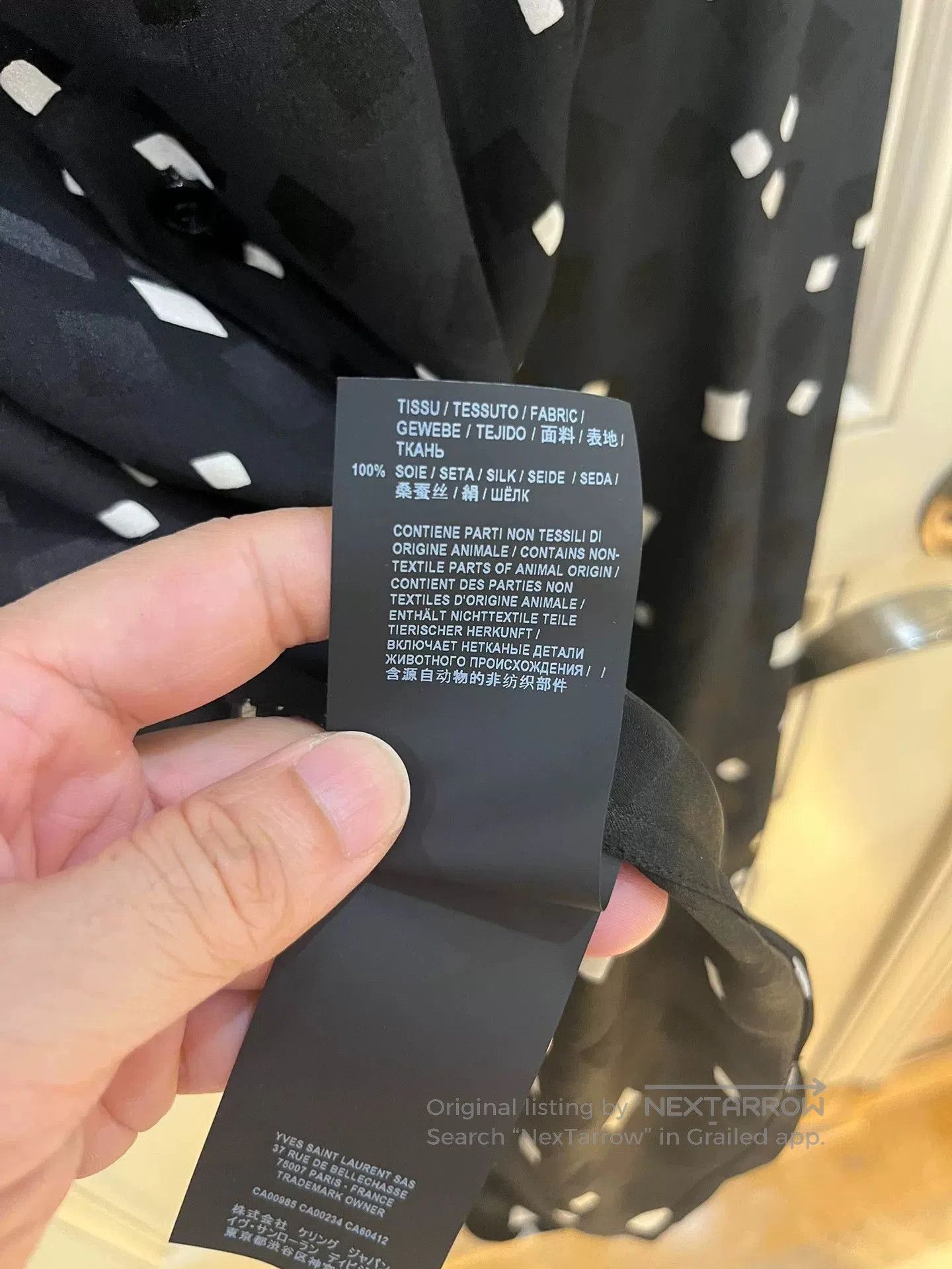 Saint Laurent Paris Saint Laurent Black Silk Square Pattern Shirt. Size US M / EU 48-50 / 2 - 7 Thumbnail