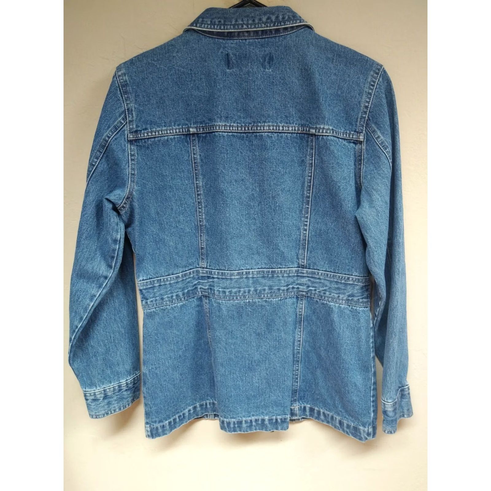 Denime Jamaica Bay Women's Denim Jean Jacket Long 100% Cotton Button Front Blue M Regular Jacket Size 32" / US 10 / IT 46 - 2 Thumbnail