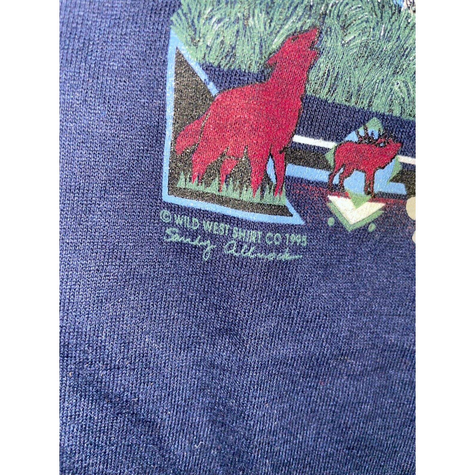 Jerzees Vintage New York Wolf Shirt Empire State Nature Blue 90s L Size US L / EU 52-54 / 3 - 8 Thumbnail