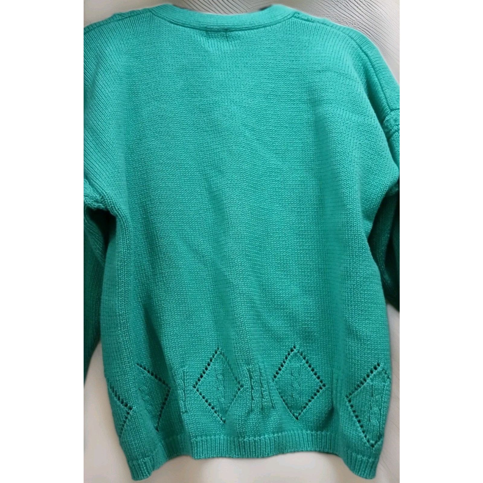 Gap Vintage GAP Teal Cardigan M Chunky Knit Grandma 90s Y2K Size M / US 6-8 / IT 42-44 - 8 Thumbnail
