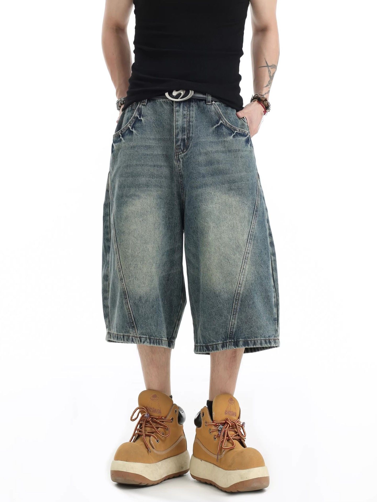 Vintage American high street gradient washed baggy denim shorts Size US 32 / EU 48 - 1 Thumbnail