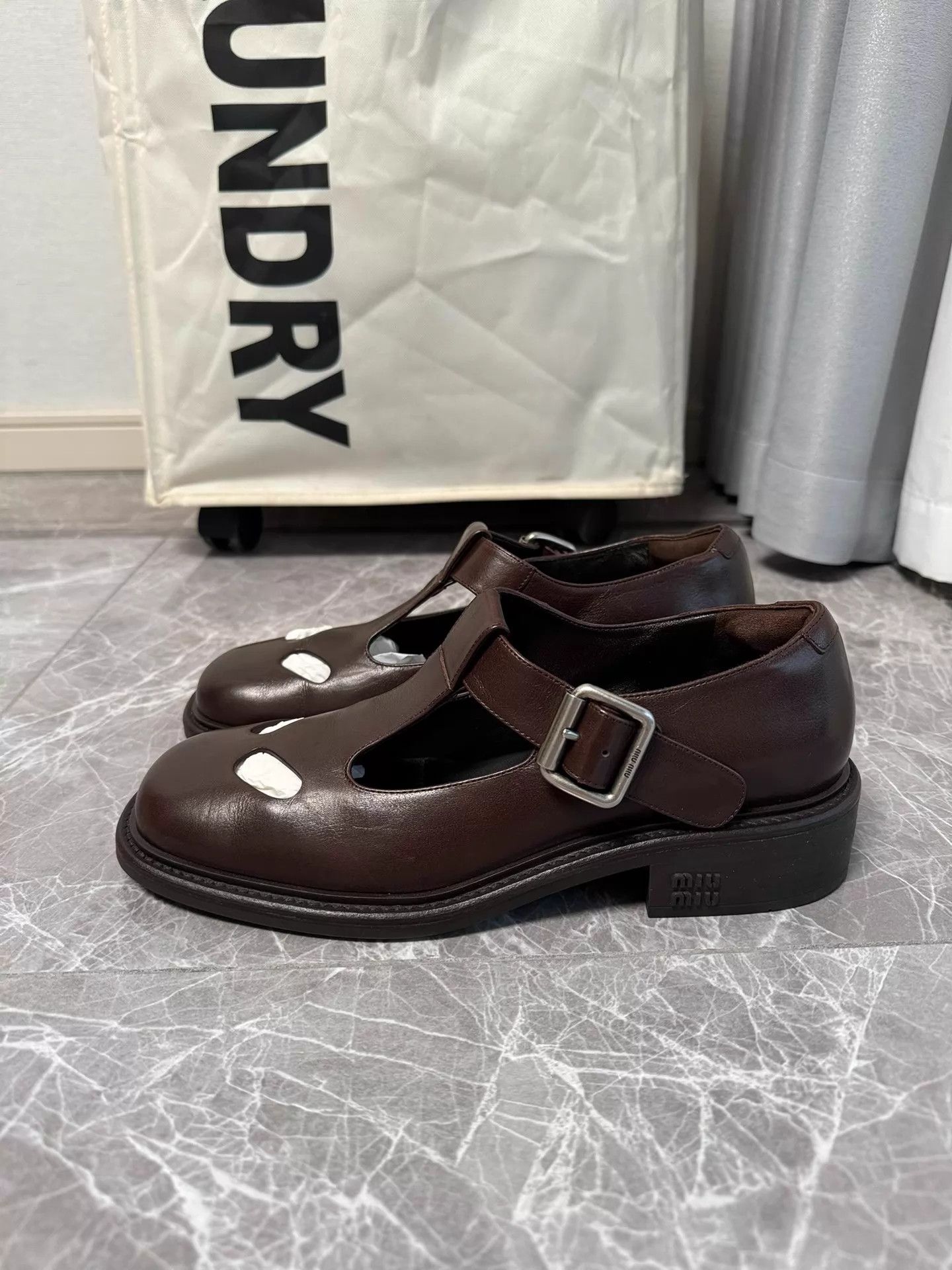 Miu Miu MIU MIU Deep Brown T-bar Mary Jane Buckle Pumps Size US 7 / IT 37 - 1 Thumbnail