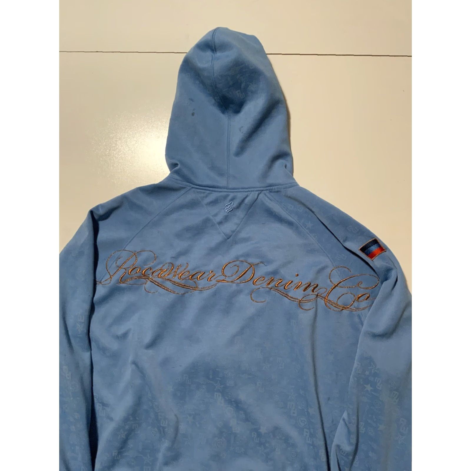 Rocawear VINTAGE Rocawear Denim Co Flight Wings AOP Zip Blue Hoodie XL Mens Size US XL / EU 56 / 4 - 4 Thumbnail