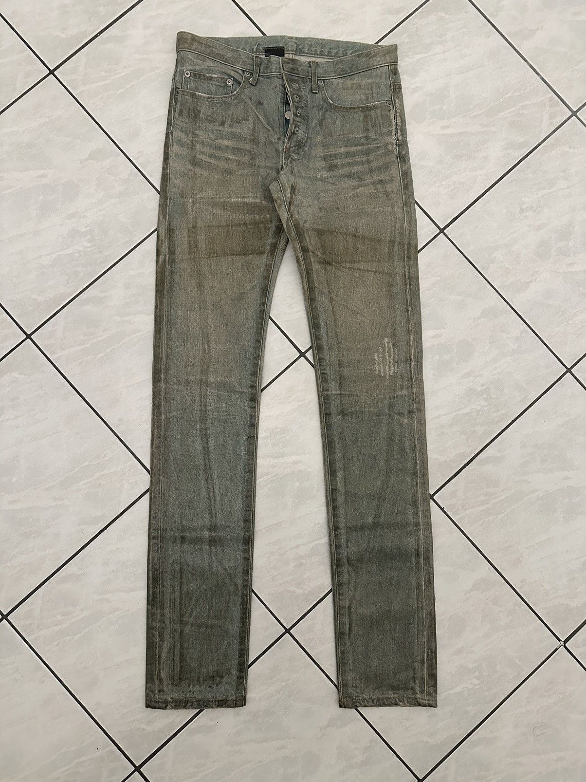 Dior Dior homme SS04 claire ice blue waxed jeans by hedi Size US 28 / EU 44 - 1 Thumbnail