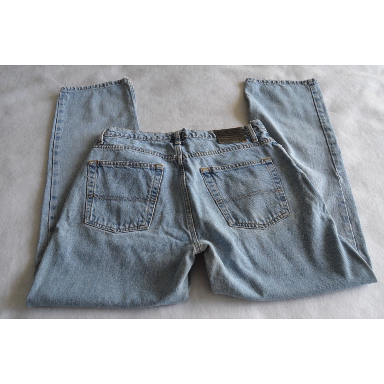 Polo Ralph Lauren VINTAGE Ralph Lauren Polo Jeans Classic Fit Men's 34 x 30 Denim Blue Distressed 5-Pocket Belt Loops Zipper Leather Patch Logo Jeans Men Size US S / EU 44-46 / 1 - 2 Thumbnail