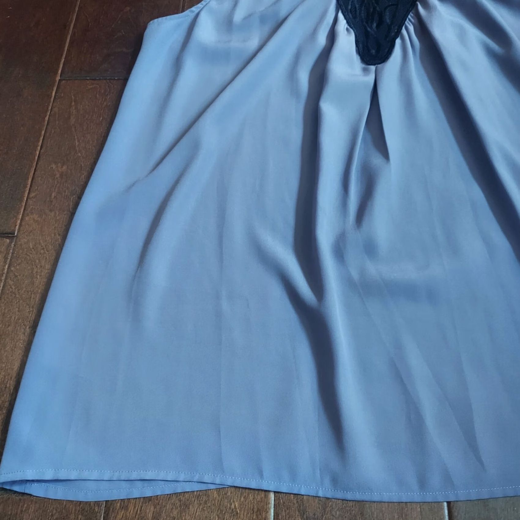 Brandblack Petticoat Alley Blouse - Blue Black Ruffle Sleeveless, L, Women, Polyester, Basic, Size L, Pre-owned, (Petticoat Alley) Size L / US 10 / IT 46 - 3 Thumbnail