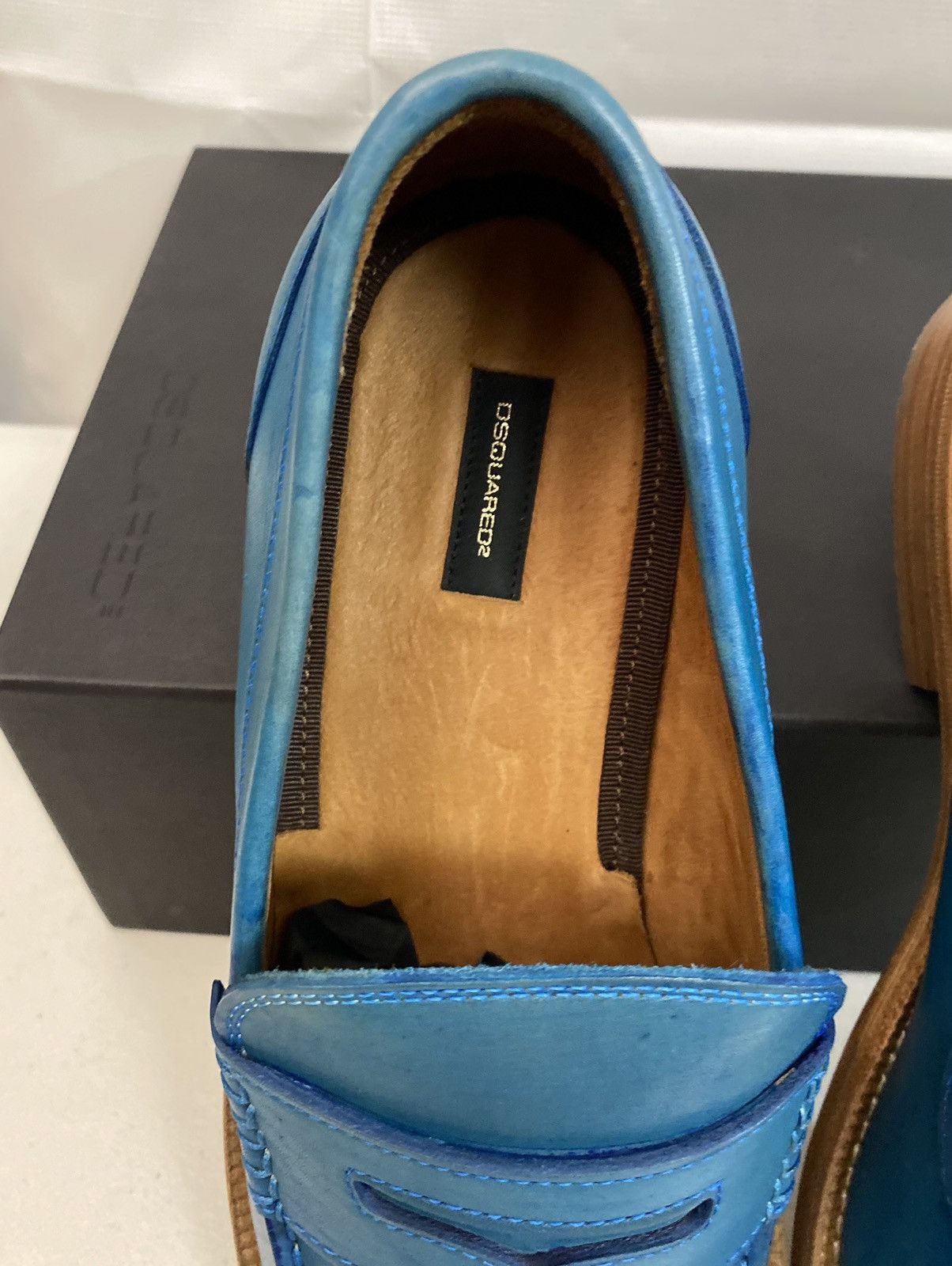 Dsquared2 Dsquared2 🇮🇹 Blue Leather Ivy League Penny Loafer 8.5 NEW Size US 8.5 / EU 41-42 - 2 Thumbnail