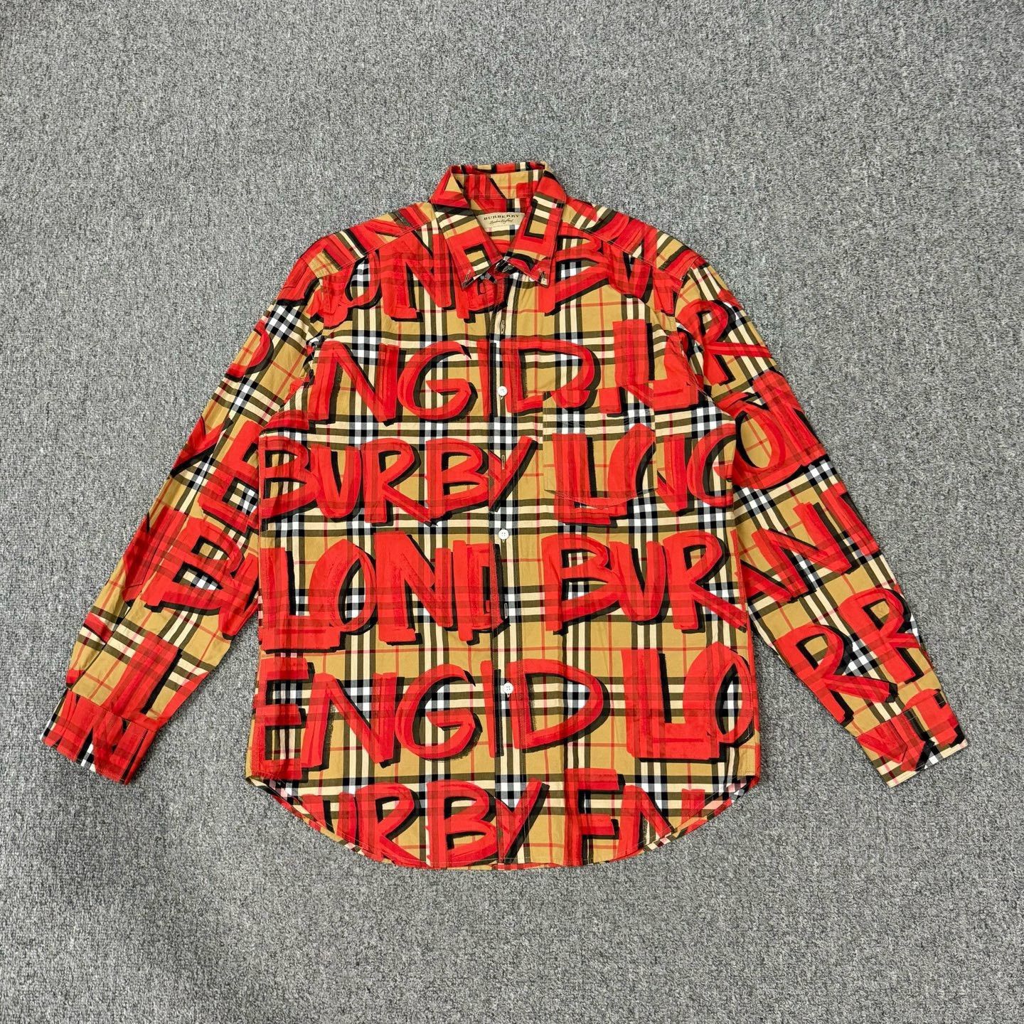Burberry Burberry Graffiti Check Long Sleeve Shirt Size US L / EU 52-54 / 3 - 1 Thumbnail
