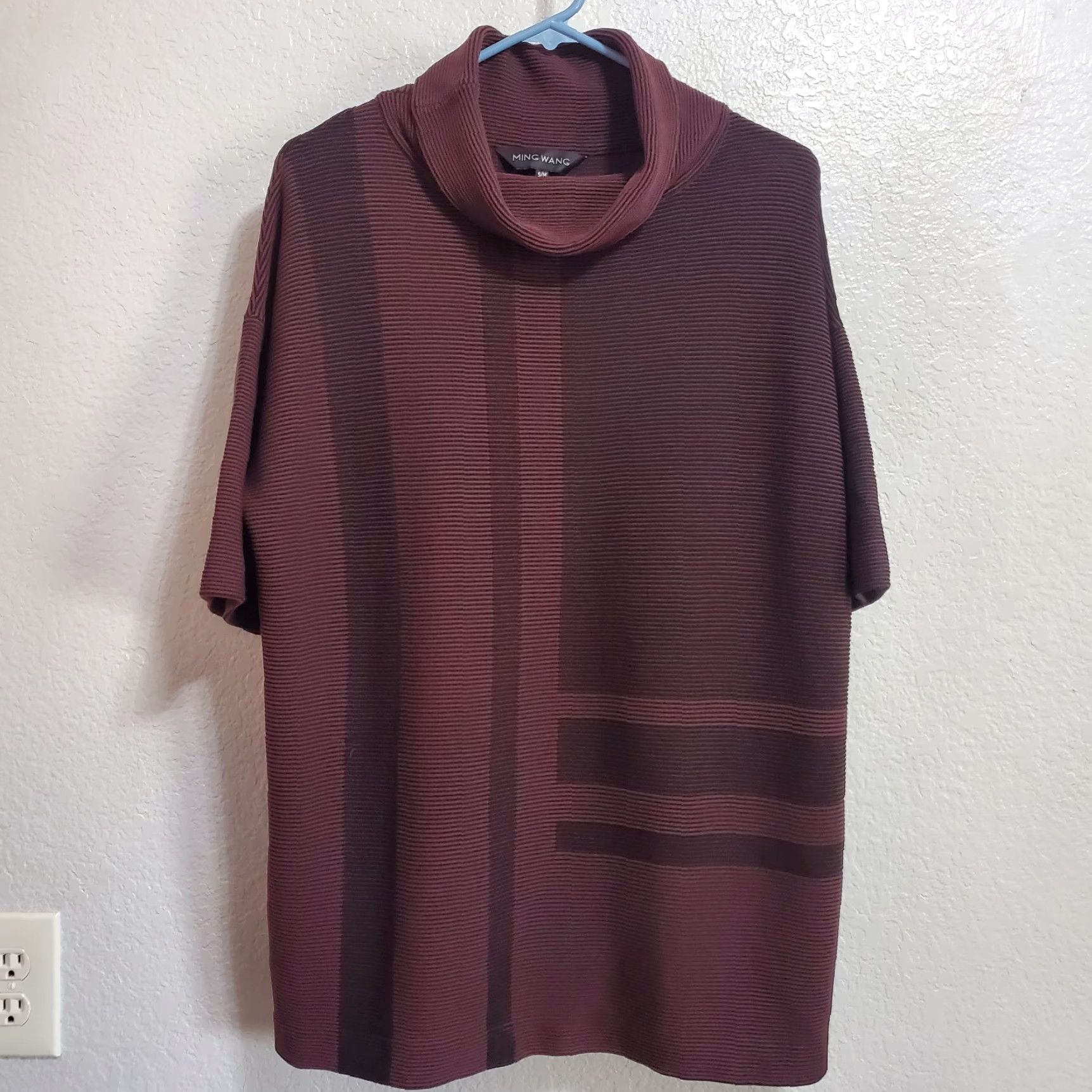 Vintage VINTAGE Ming Wang Tunic Top Women S/M Burgundy Stripe Oversized Cowl Neck Lagenlook Size M / US 6-8 / IT 42-44 - 2 Thumbnail
