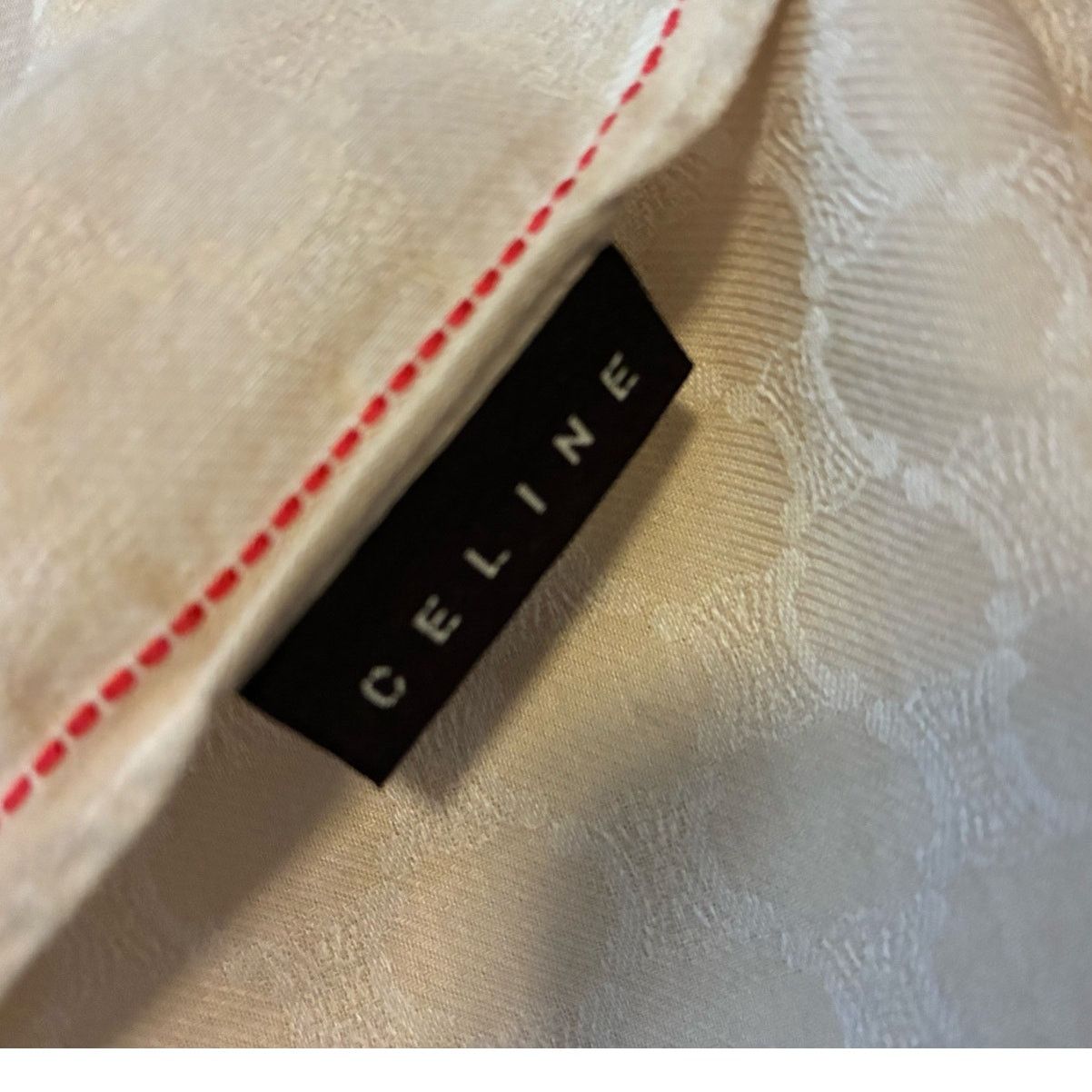 Celine Celine Ivory Monogram Cotton Handkerchief Red Trim Size ONE SIZE - 4 Thumbnail
