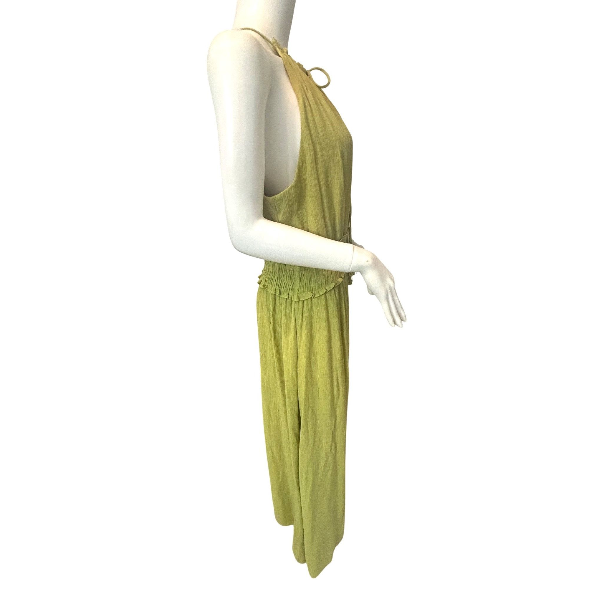 Other Taylor Maxi Dress L Chartreuse Drawstring Halter Sleeveless Size L / US 10 / IT 46 - 4 Thumbnail