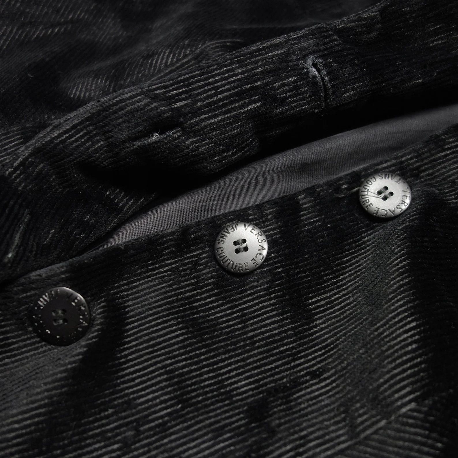 Versace Jeans Couture × Vintage Versace Jeans Couture Black Corduroy Jacket Blazer 90s Size S / US 4 / IT 40 - 3 Thumbnail