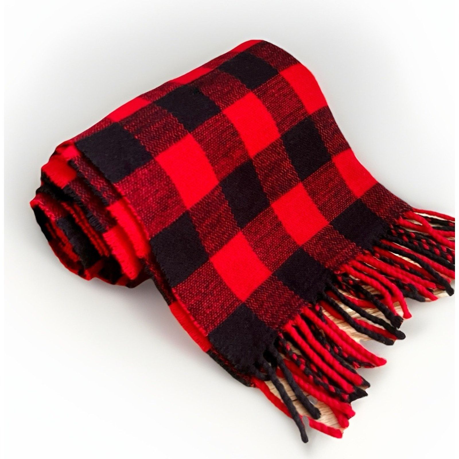 J.Crew J Crew Scarf Wrap Fringe Buffalo Plaid Red 83x15.5 Inches Size ONE SIZE - 9 Thumbnail