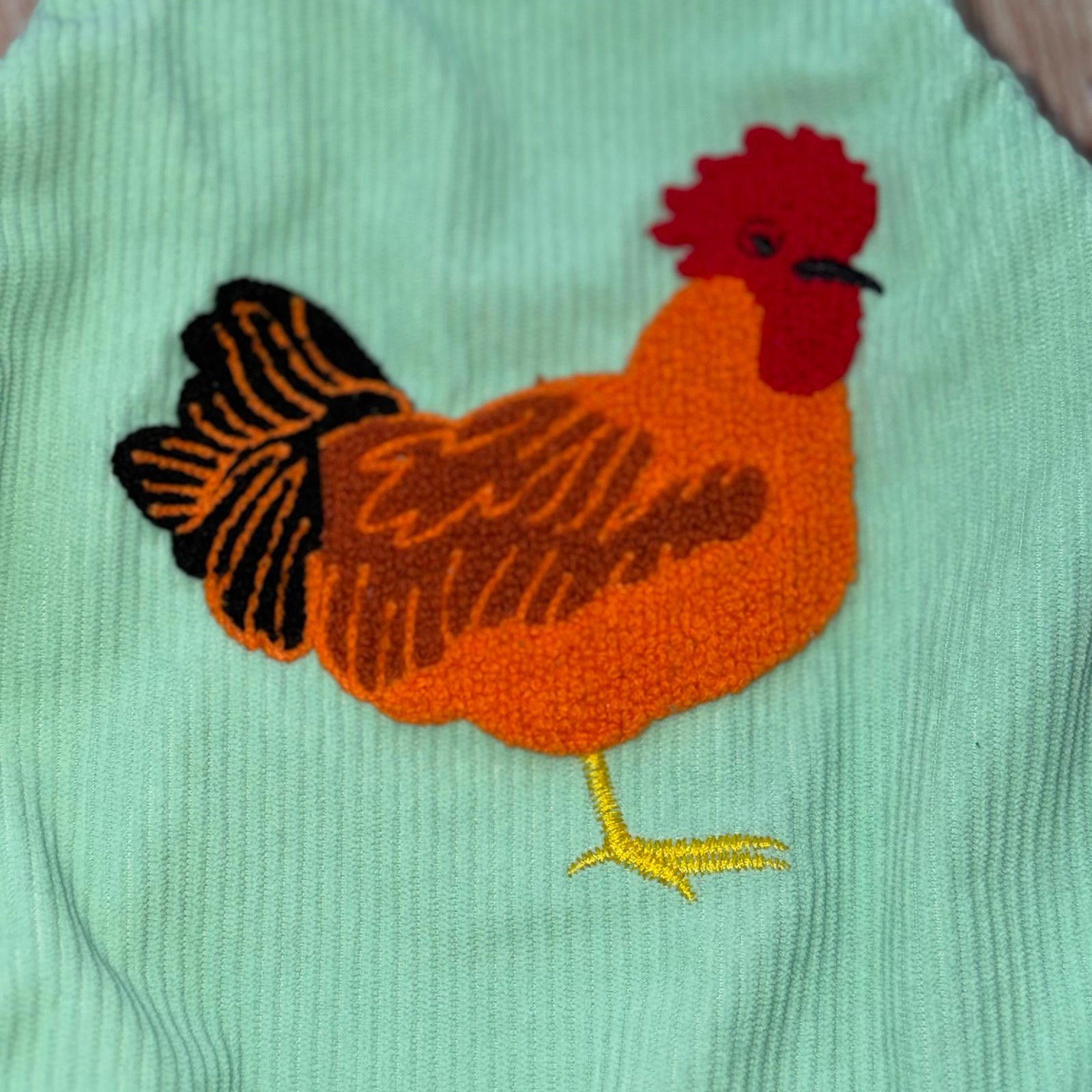 Other 0-3 Months Vintage-Style Green Corduroy Romper with Rooster Size ONE SIZE - 2 Thumbnail