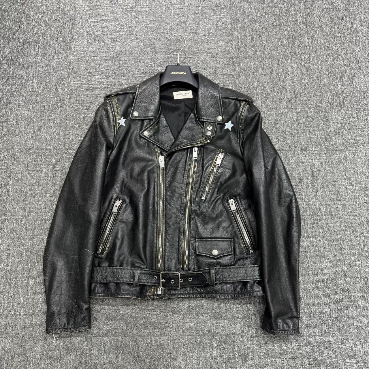 Saint Laurent Paris distressed black biker jacket by SLP Size US L / EU 52-54 / 3 - 1 Thumbnail