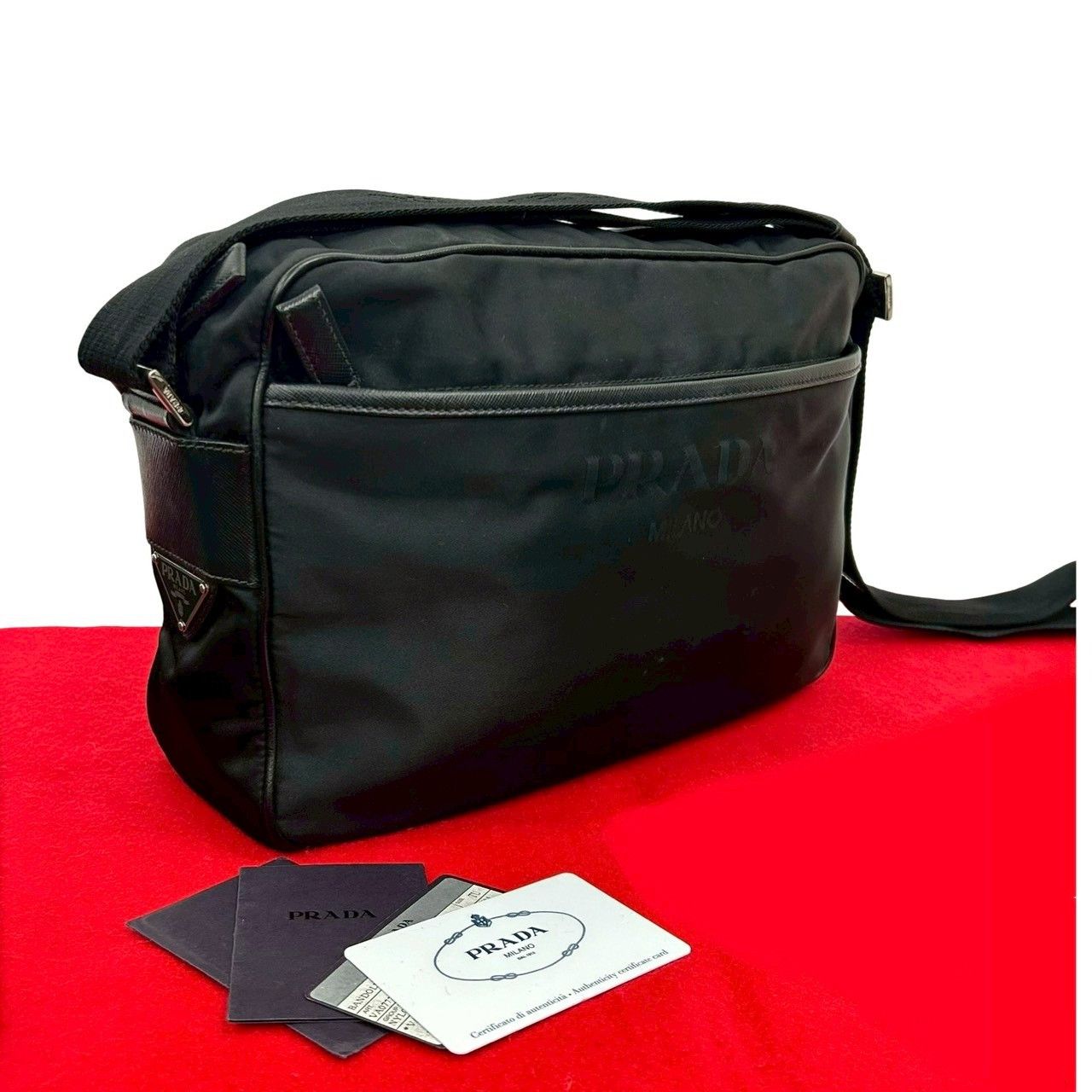 Prada Prada Nylon Saffiano Leather Mini Shoulder Bag Leather Shoulder Bag DUTY FREE for USA