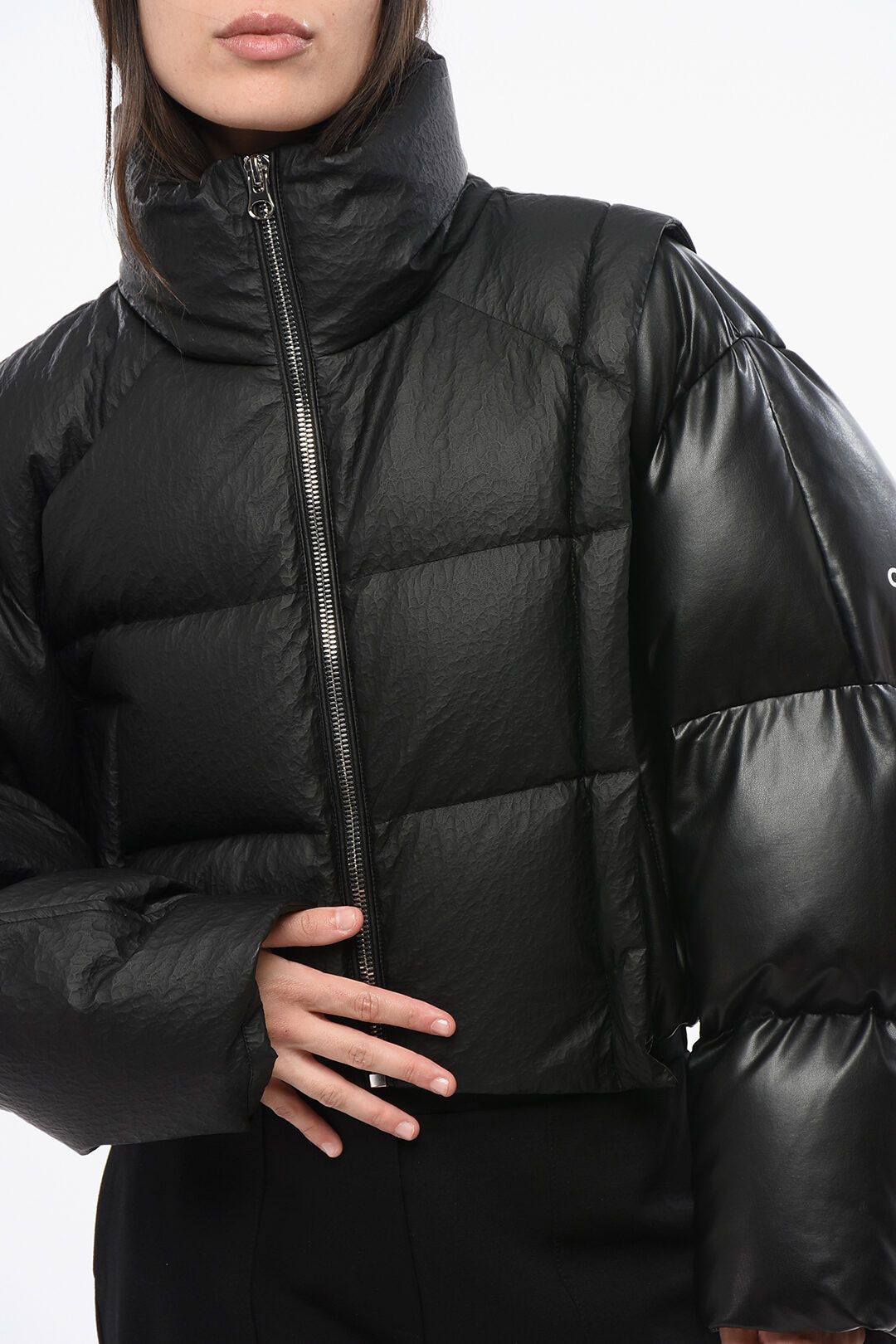 Maison Margiela og1mm0825 Quilted Cropped Down Jacket in Black Size M / US 6-8 / IT 42-44 - 3 Thumbnail