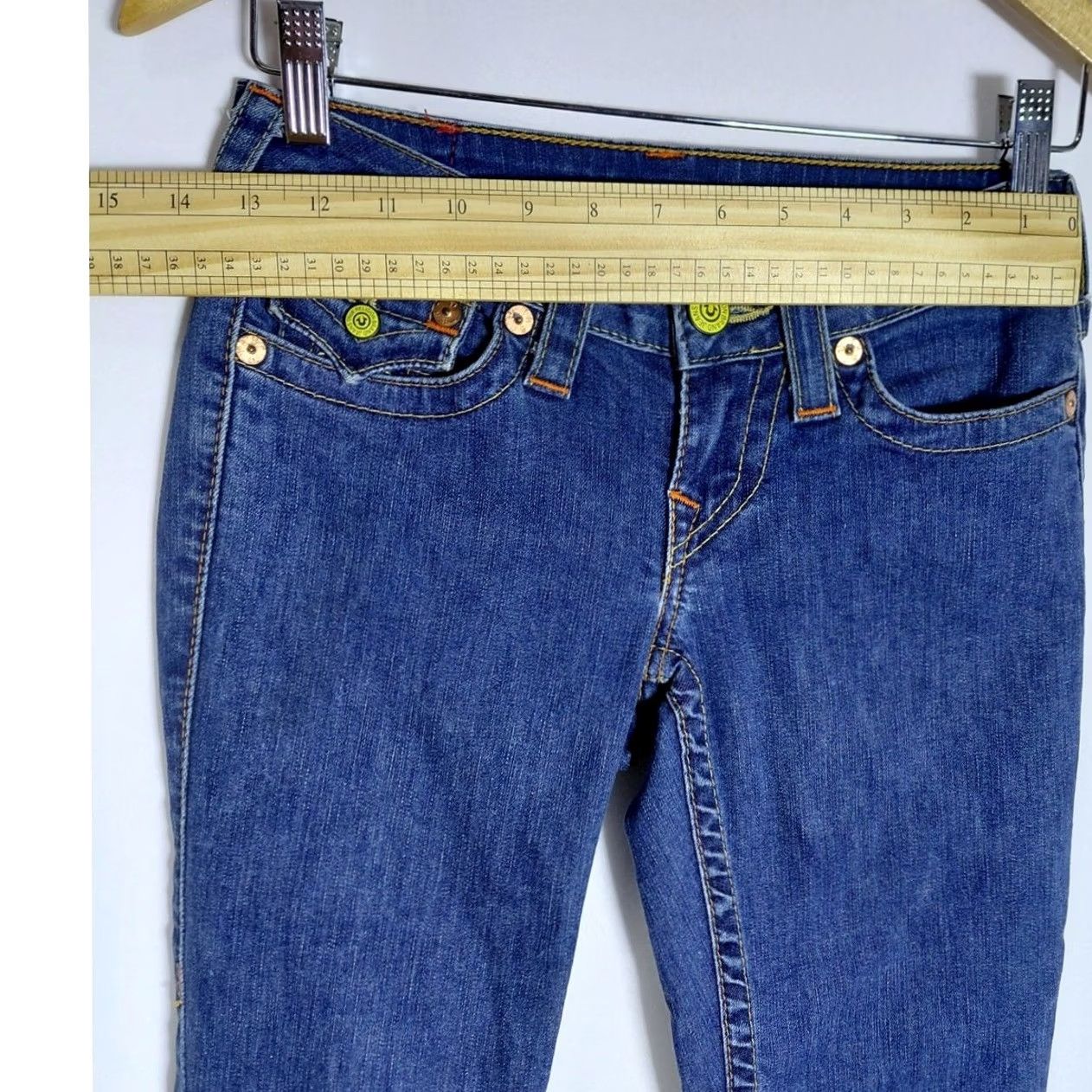 True Religion VINTAGE True Religion Jeans Denim Blue Solid Women Size 25 Jeans Bootcut Mid Rise Regular Stretch Button Logo 811 J Brand 811 Size 42" / US 20 - 7 Thumbnail