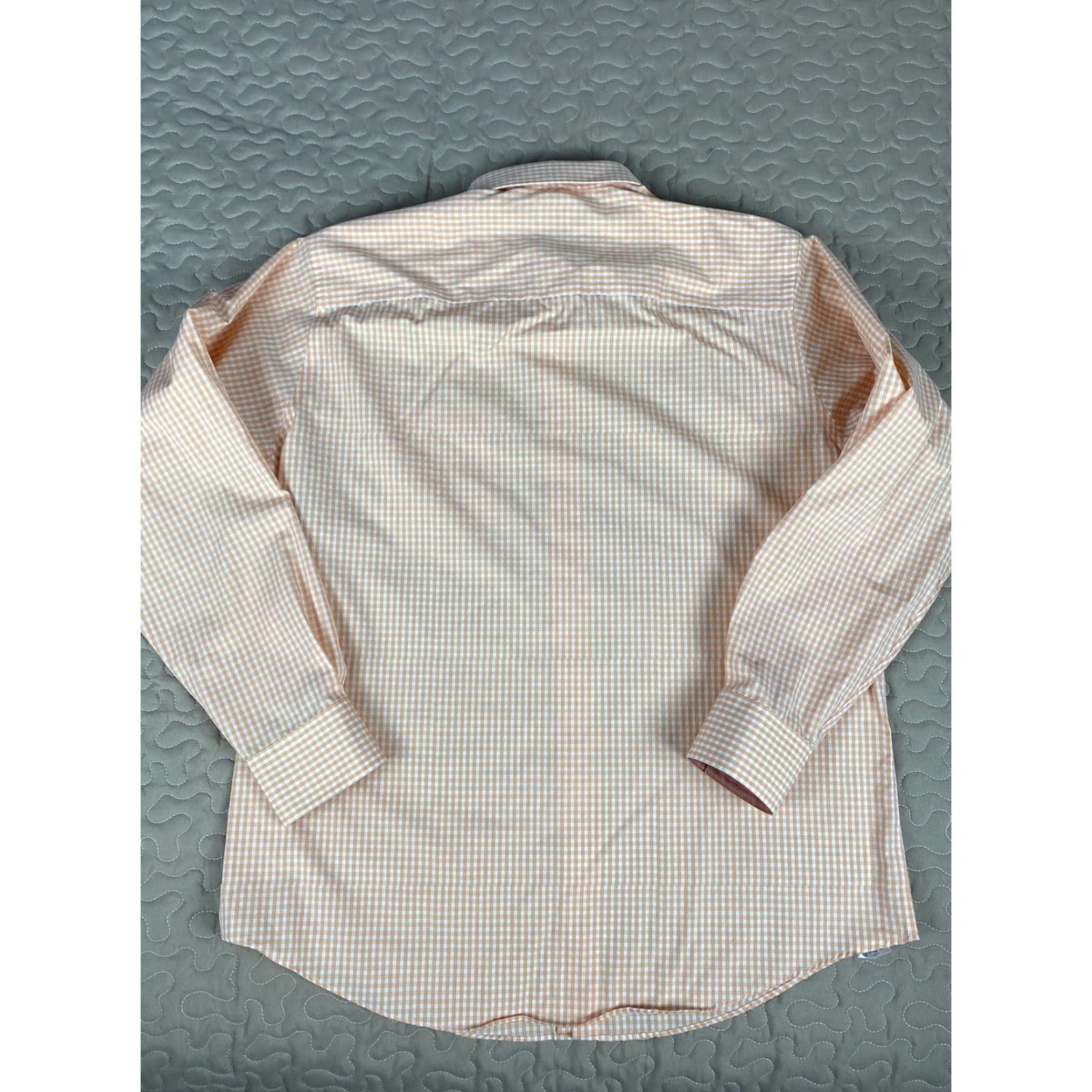 Kenneth Cole KENNETH COLE REACTION Dress Shirt Non-Iron Orange Checkered L 16.5 34/35 Mens Size 42R - 4 Thumbnail
