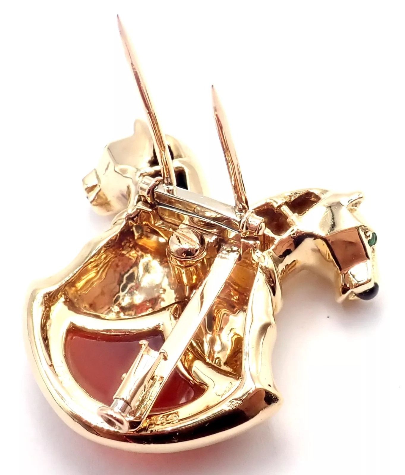 Cartier Cartier Double Panther 18k Jasper Onyx Pin Brooch Size ONE SIZE - 4 Thumbnail