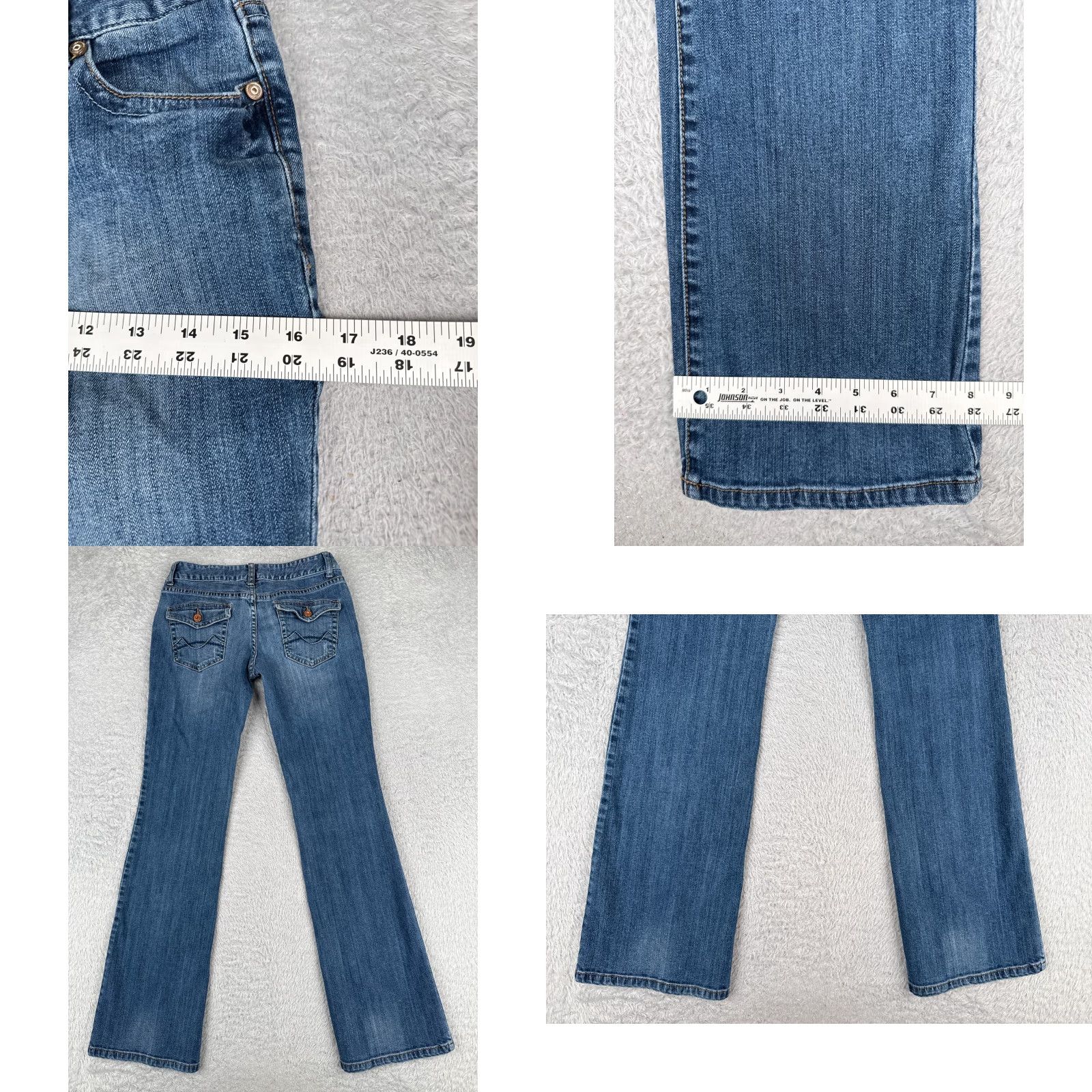Mossimo Mossimo Jeans Juniors 5 Blue Denim Flared Distressed Cotton Blend 27x31 Size 27" / US 4 / IT 40 - 9 Thumbnail