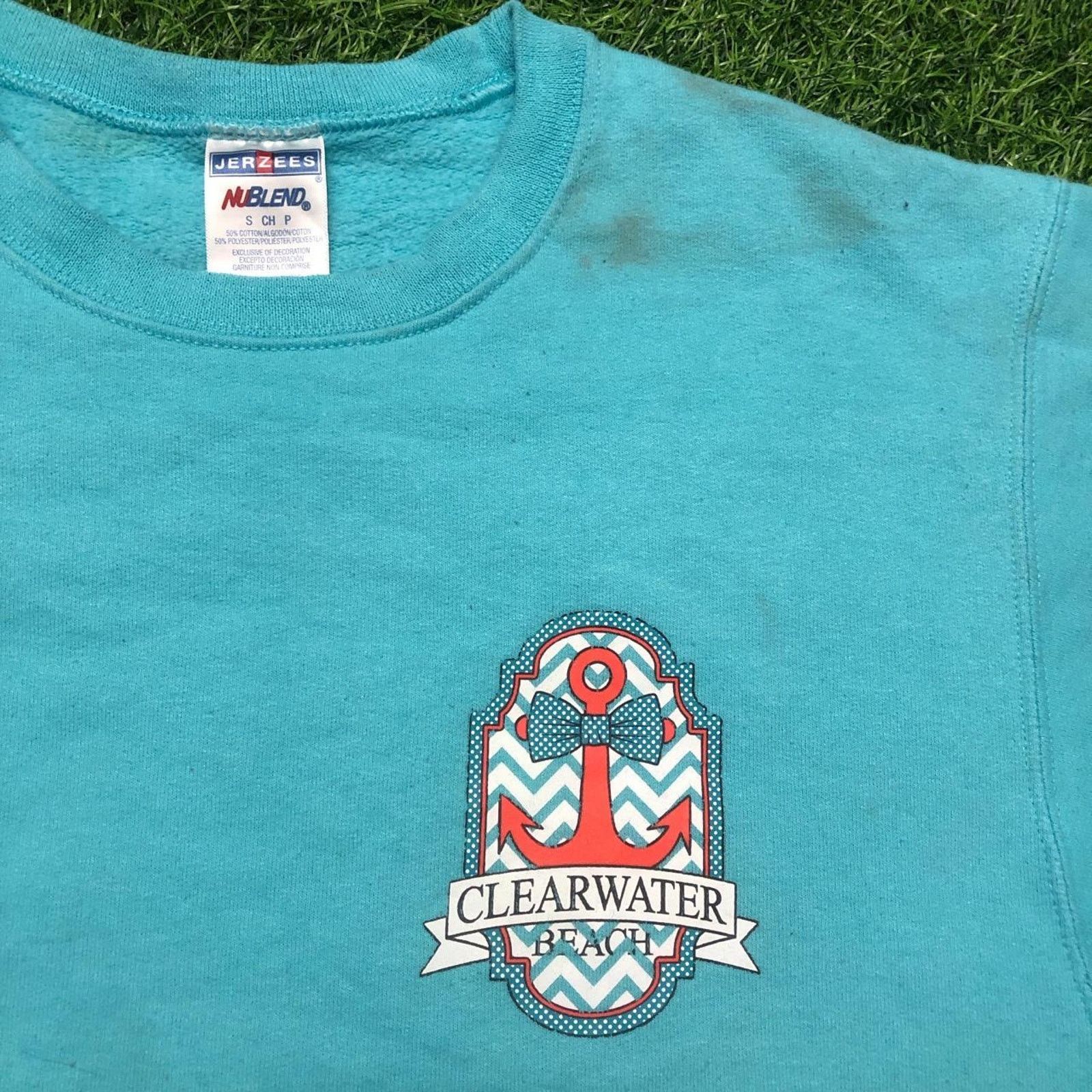 Jerzees Light Teal Clear Water Beach, Florida Graphic Crewneck Size US S / EU 44-46 / 1 - 3 Thumbnail