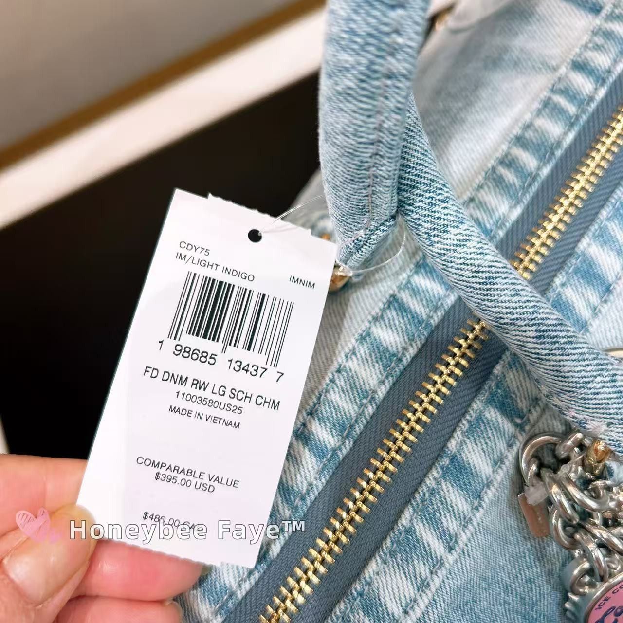 Coach Rowan Large Satchel Bag In Loved Denim With Charms CDY75 Size ONE SIZE - 9 Thumbnail
