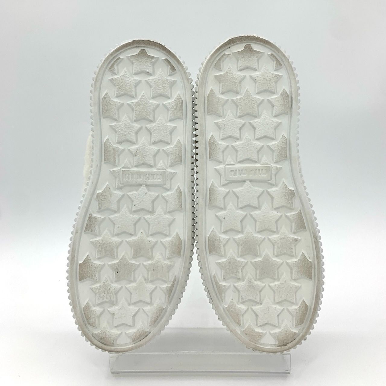 Miu Miu Womens Faux Fur Platform Sneakers With Lace-Up Closure & Rub Size US 6 / IT 36 - 10 Thumbnail