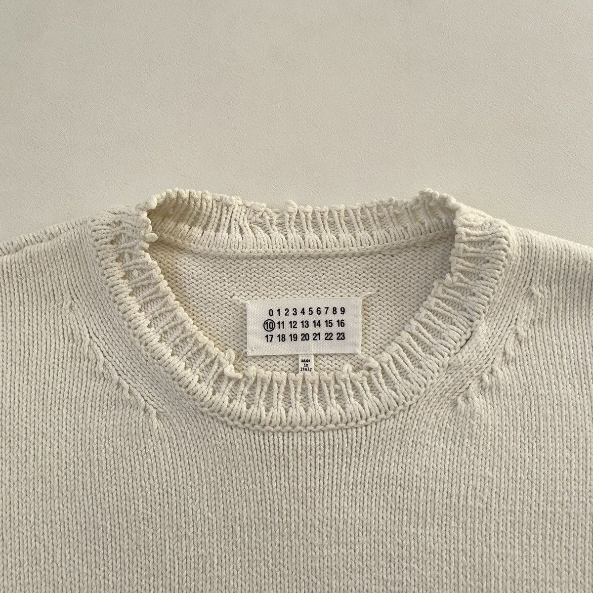 Maison Margiela S/S 19 Cream Destroyed Cotton Sweater Size US M / EU 48-50 / 2 - 5 Thumbnail