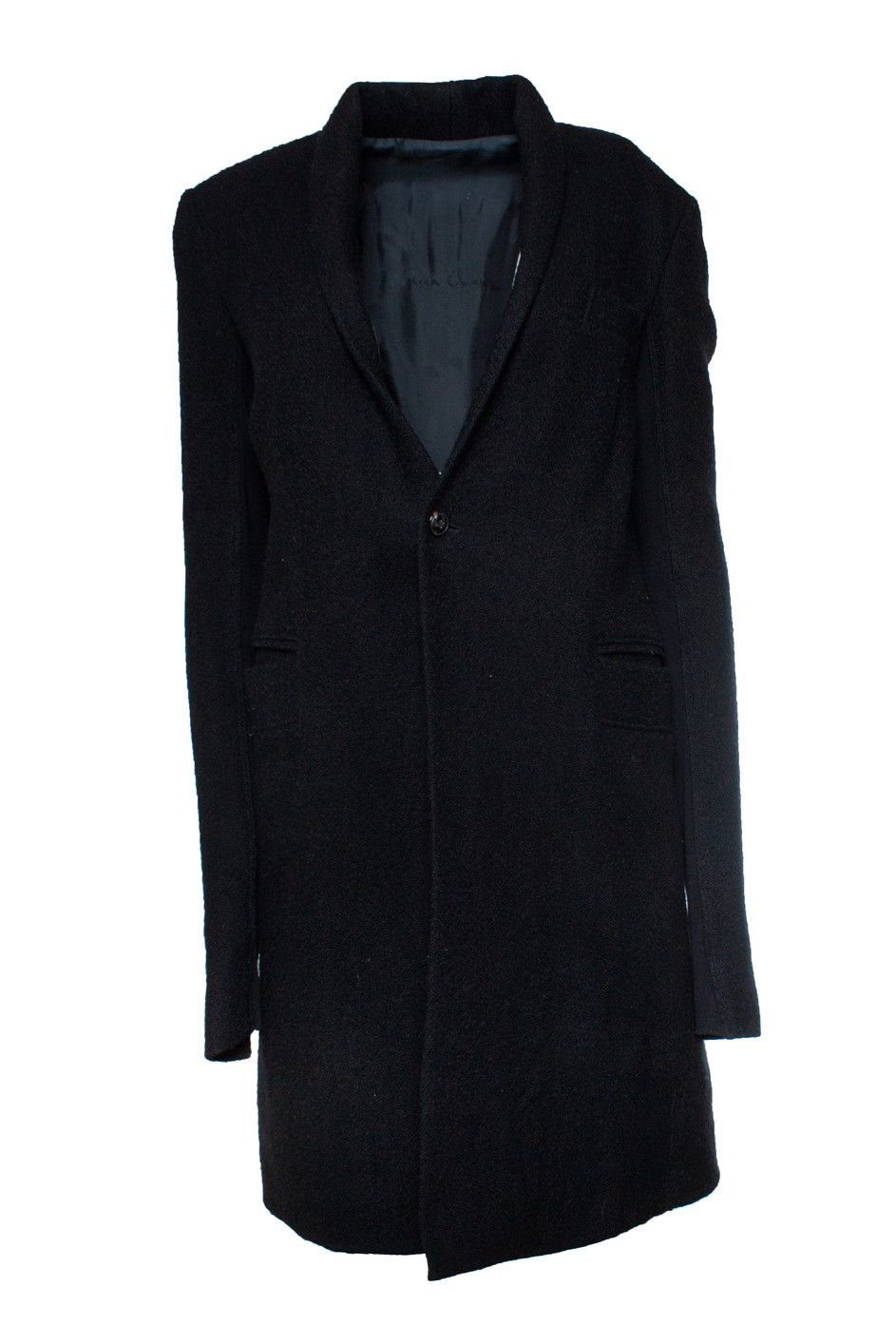 Rick Owens Rick Owens, Black wool minimalist overcoat Size XL / US 12-14 / IT 48-50 - 1 Thumbnail