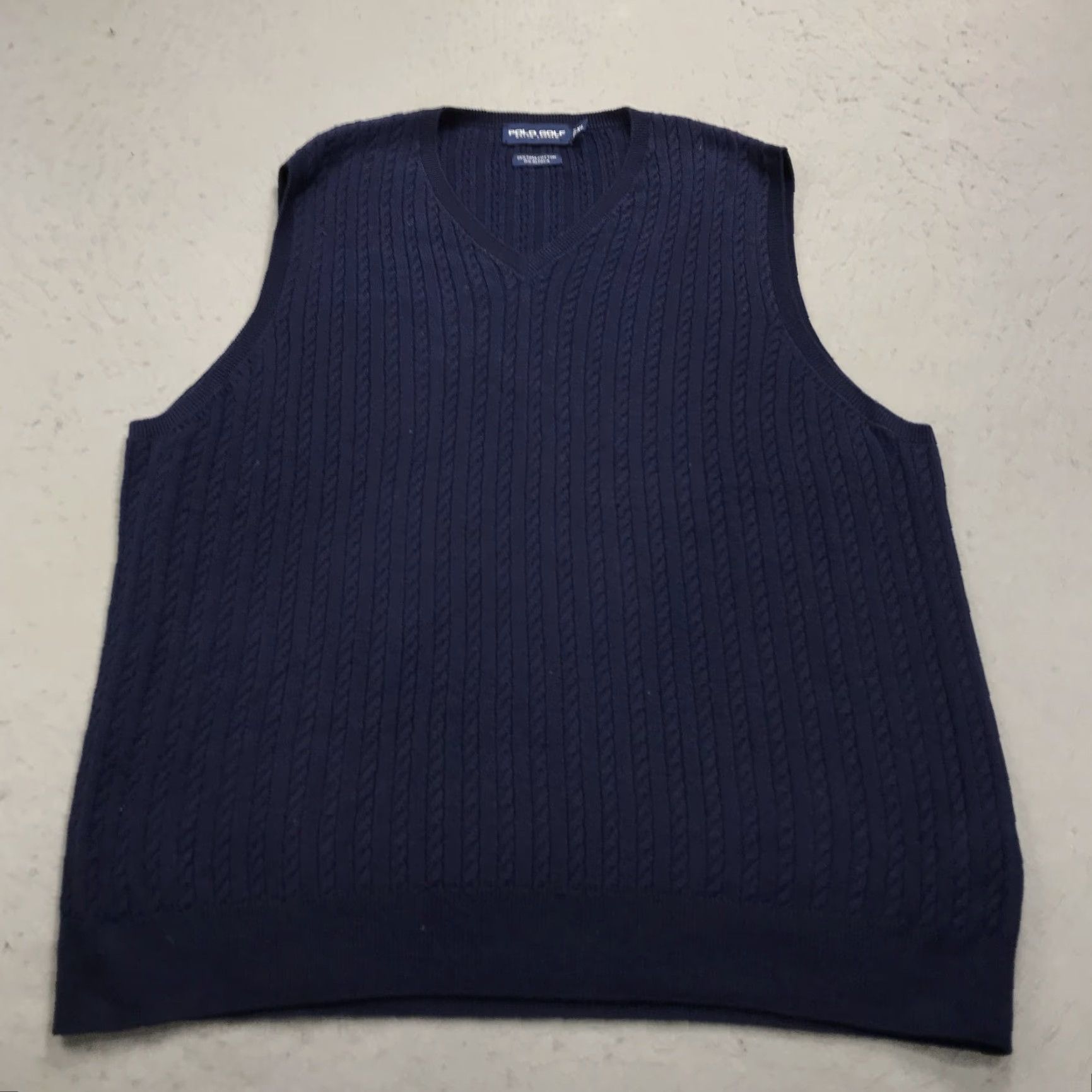 Polo Ralph Lauren Polo Ralph Lauren Sweater Vest Shirt Men XL Blue Cable-Knit Pima Cotton Alpaca Golf 90s Classic Preppy V-Neck Size US XL / EU 56 / 4 - 2 Thumbnail