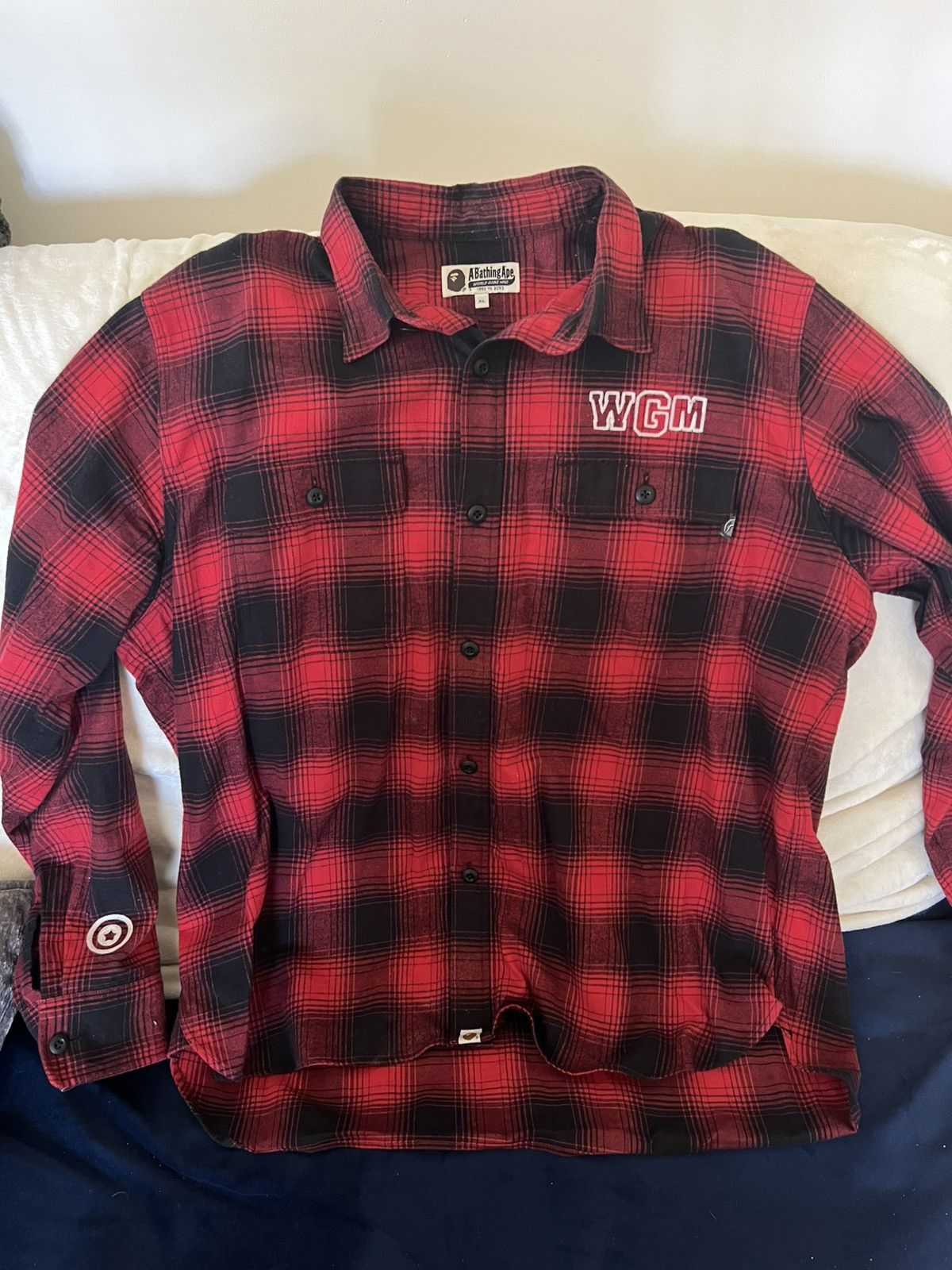 Bape BAPE Check Shark Relaxed Fit Flannel Shirt Size US XL / EU 56 / 4 - 2 Thumbnail