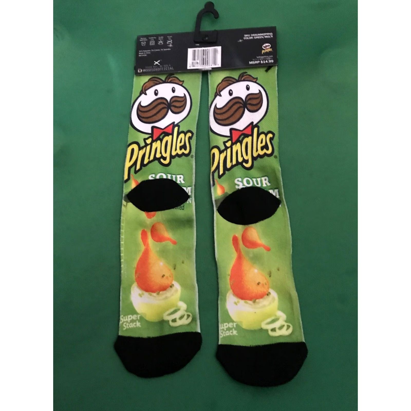 Vintage Odd Sox Crew Socks Green Sour Cream Onions One Size 6-11 Men Casual Polyester Spandex Socks Size ONE SIZE - 2 Thumbnail