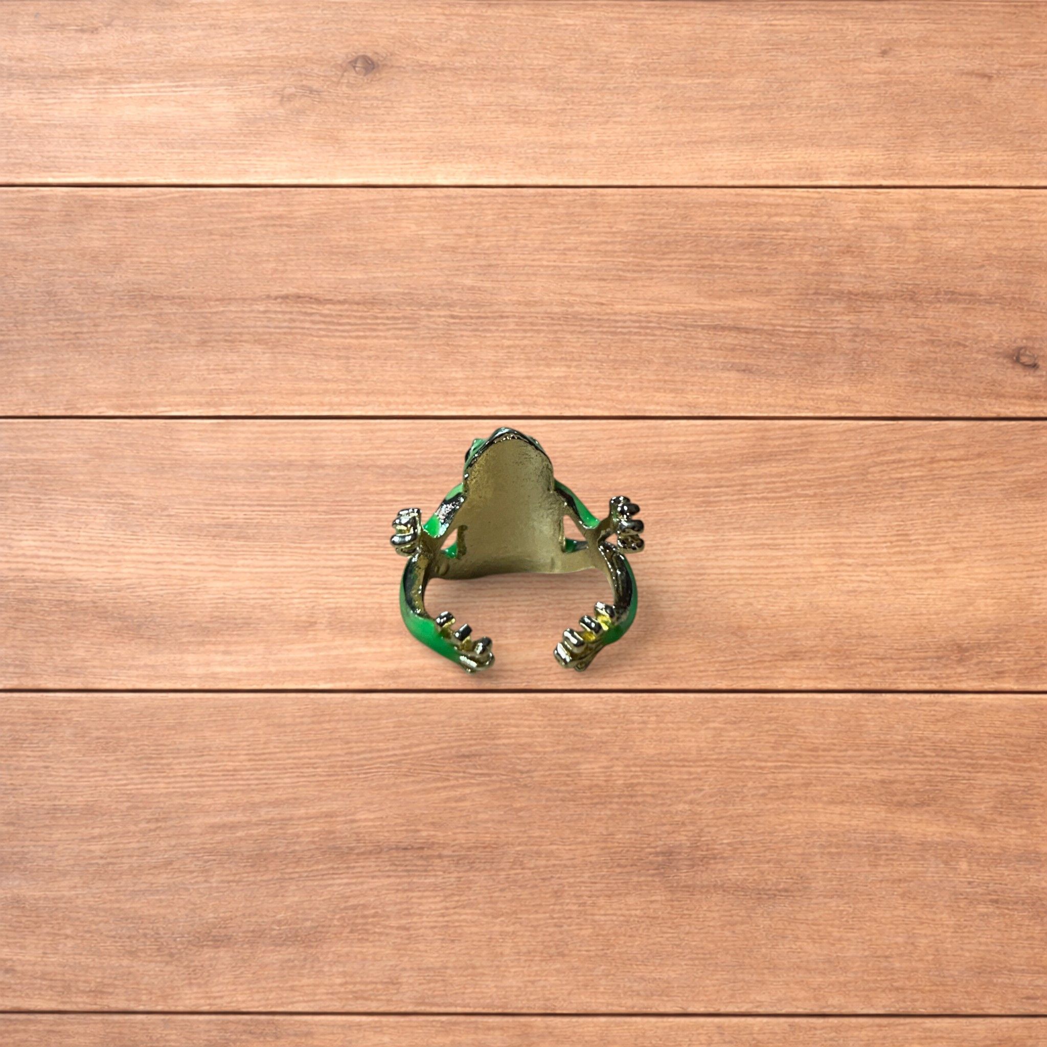 Japanese Brand Novelty fun Frog adjustable ring in green/silver. Size ONE SIZE - 6 Thumbnail