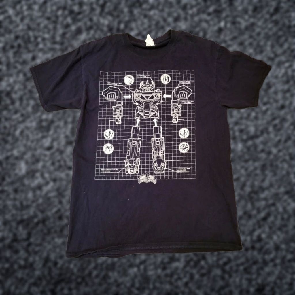 Fruit Of The Loom Mighty Morphin Power Rangers Megazord Diagram Chart Shirt Mens M Distressed Size US M / EU 48-50 / 2 - 1 Thumbnail