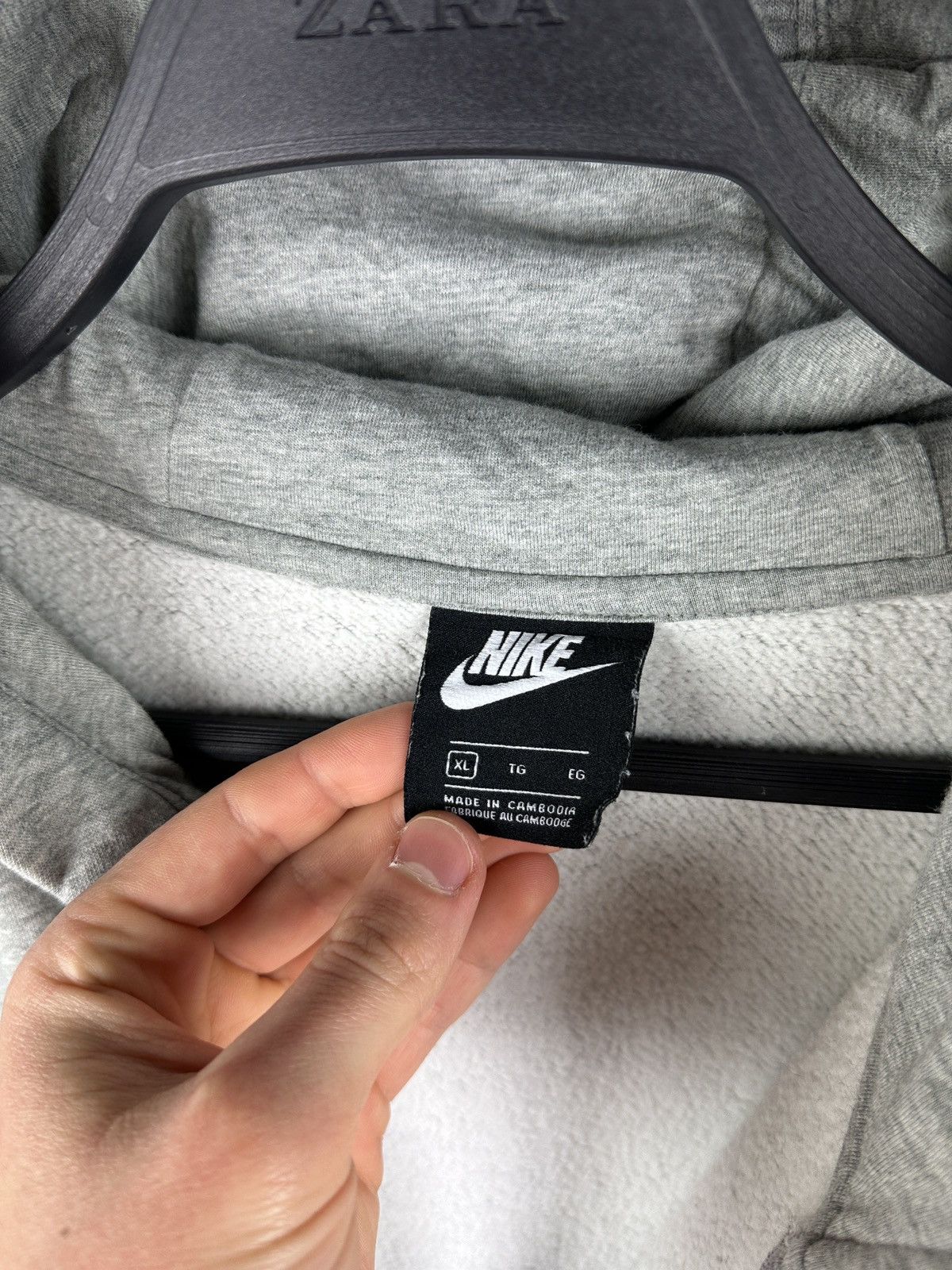 Nike × Vintage Y2K Nike Basic Grey Zip Hoodie Size US XL / EU 56 / 4 - 7 Thumbnail