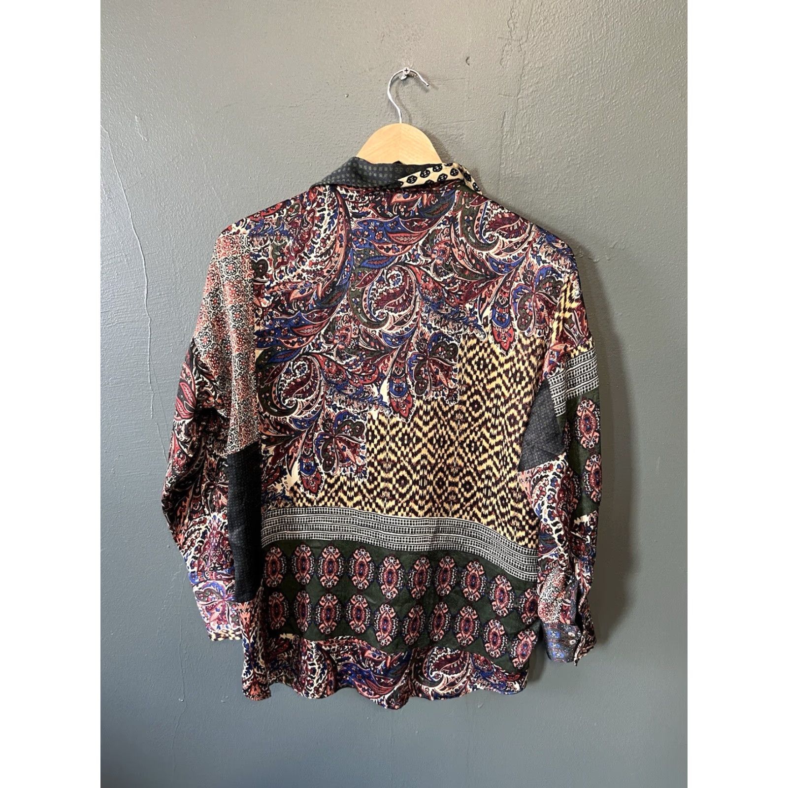 Zara Zare Womens Multicolor Paisley Print Patchwork Long Sleeve Button-Up sz Small Size S / US 4 / IT 40 - 2 Thumbnail