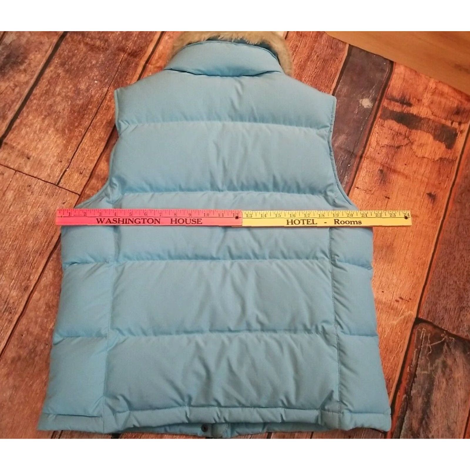 Vintage L.L.Bean Women’s Blue Goose Down Puffer Full Zip Vest L Fur Collar Size L / US 10 / IT 46 - 5 Thumbnail