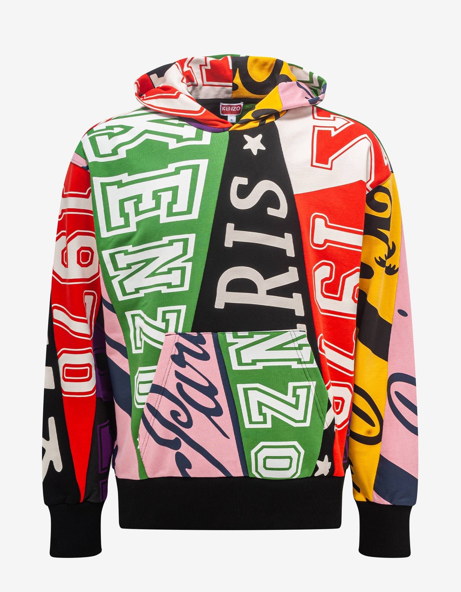 image of Multicolour 'Kenzo Flag' Hoodie in Black/Green/Red, Men's (Size Small)