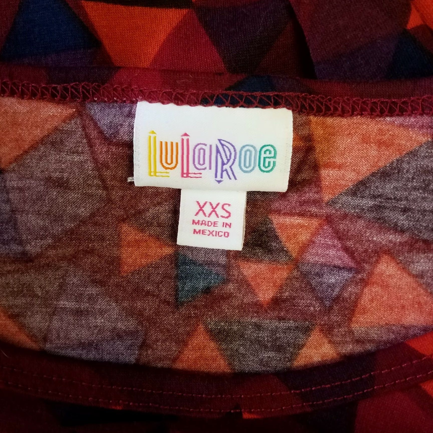 Vintage LuLaRoe Womens Irma Top Sz 2XS Maroon Blue Geometric Shirt Womens 2XS Geometric Size XXS / US 00 / IT 34 - 4 Thumbnail